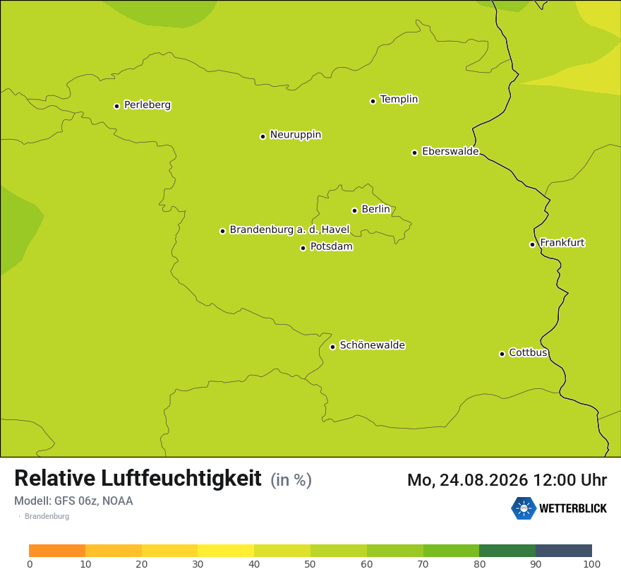 Modellkarte GFS – relhum – bb