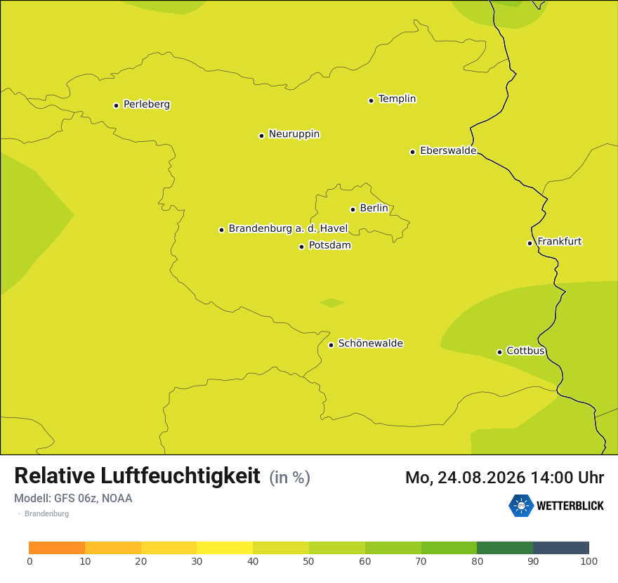 Modellkarte GFS – relhum – bb