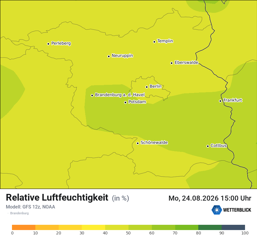 Modellkarte GFS – relhum – bb