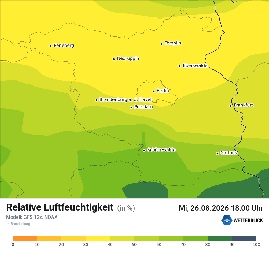 Modellkarte GFS – relhum – bb