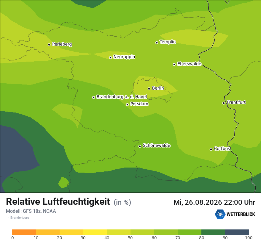 Modellkarte GFS – relhum – bb