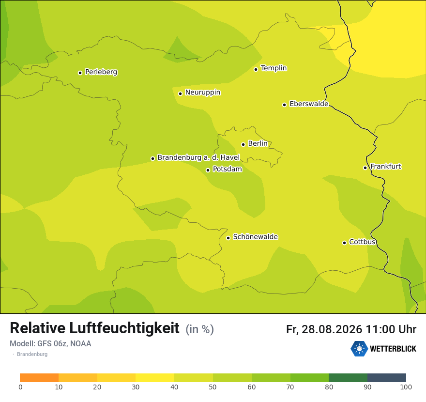 Modellkarte GFS – relhum – bb