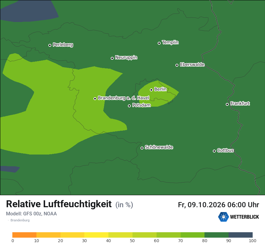 Modellkarte GFS – relhum – bb