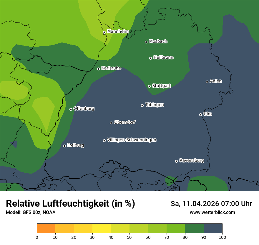 Modellkarte GFS – relhum – bw