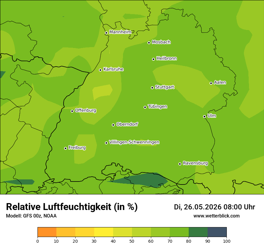 Modellkarte GFS – relhum – bw