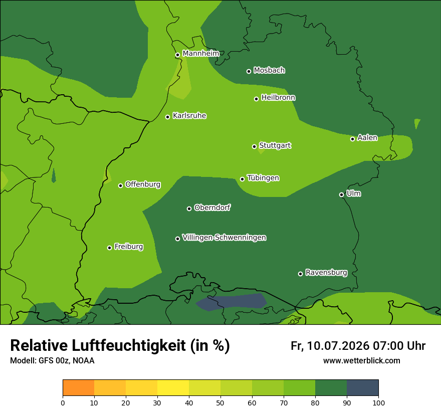 Modellkarte GFS – relhum – bw