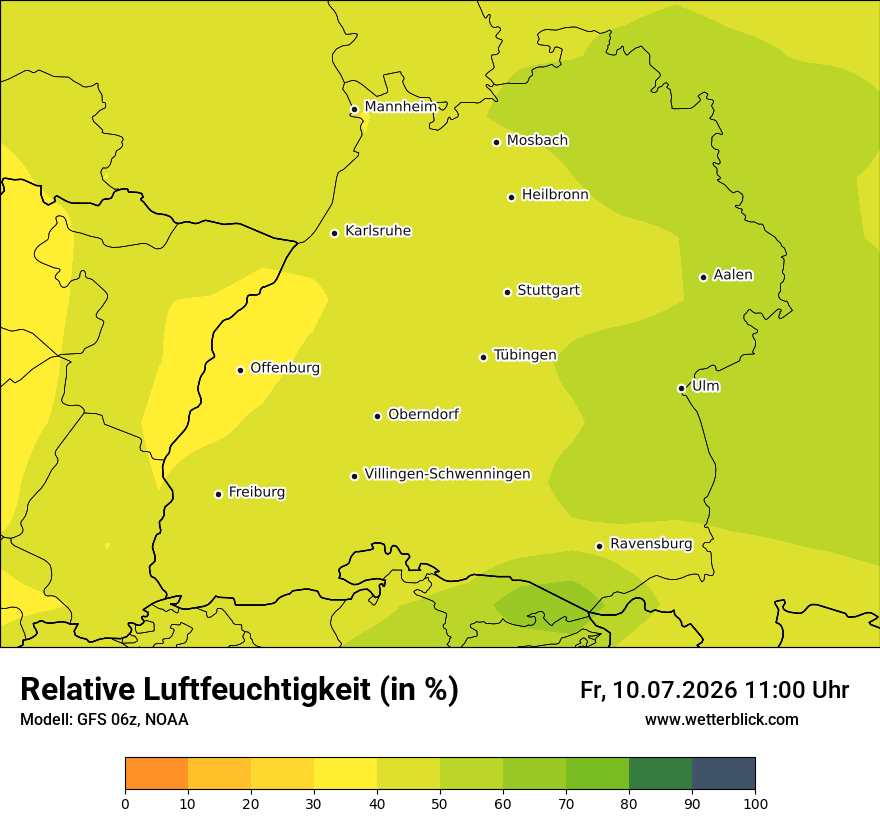 Modellkarte GFS – relhum – bw