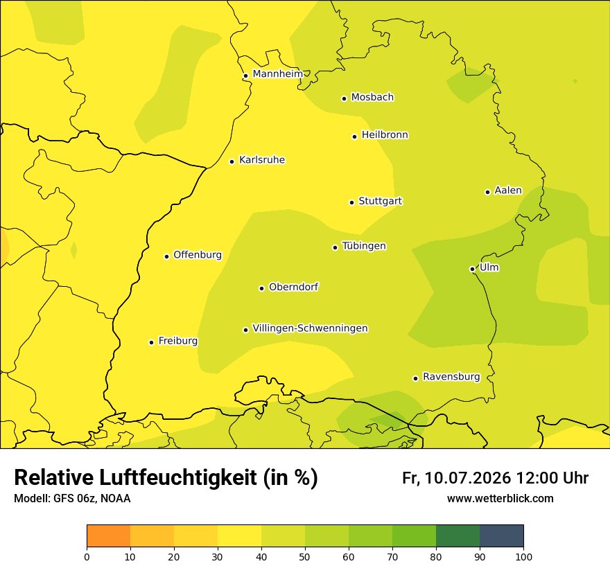 Modellkarte GFS – relhum – bw
