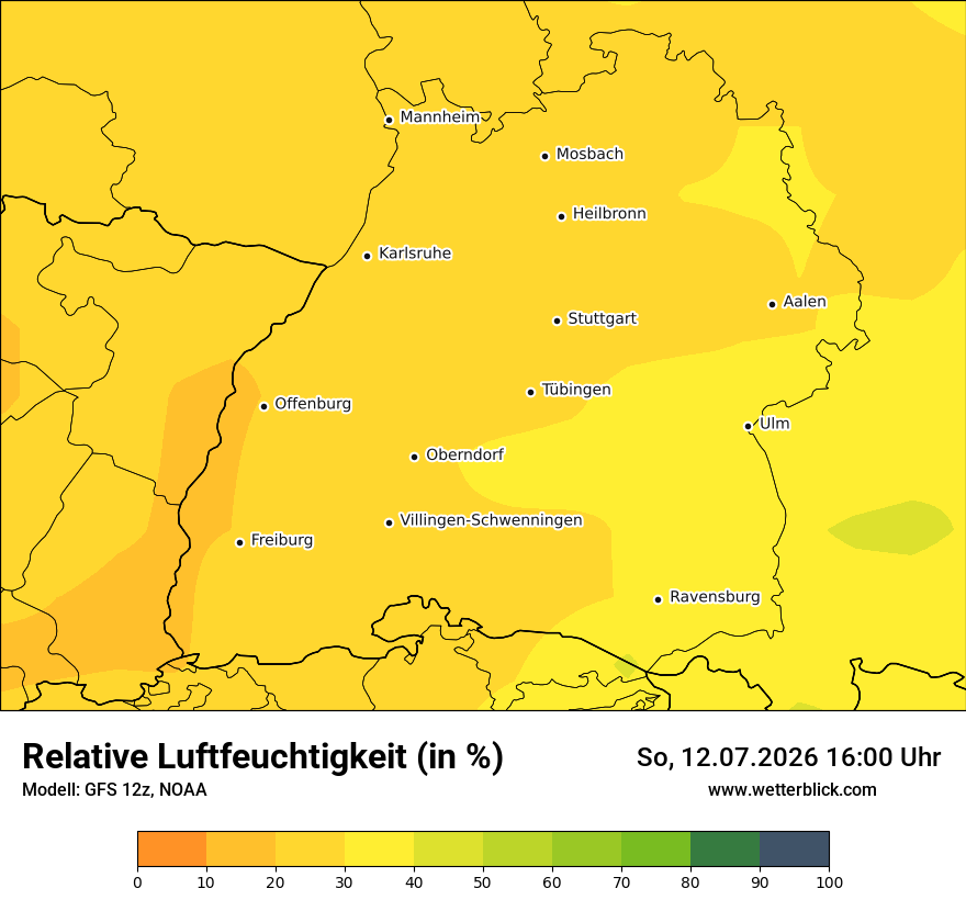 Modellkarte GFS – relhum – bw