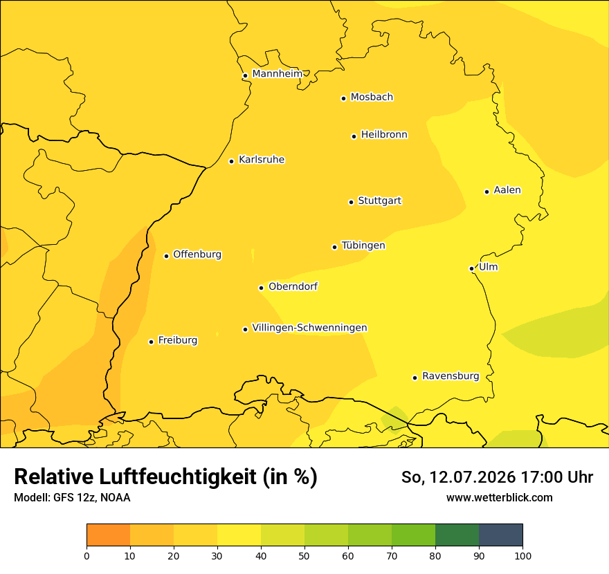 Modellkarte GFS – relhum – bw
