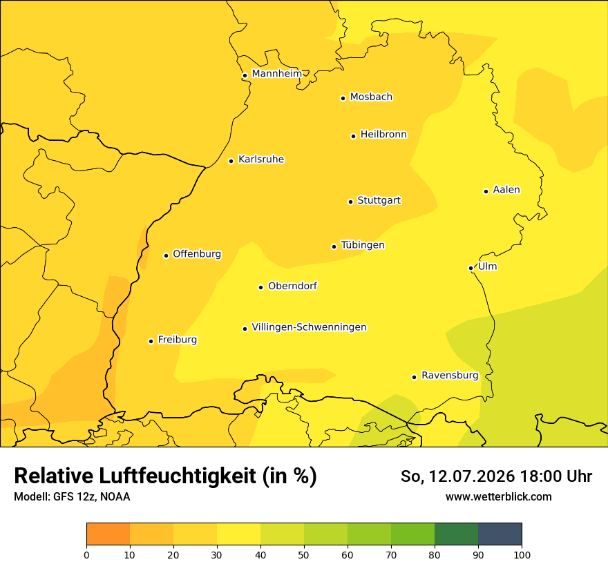 Modellkarte GFS – relhum – bw