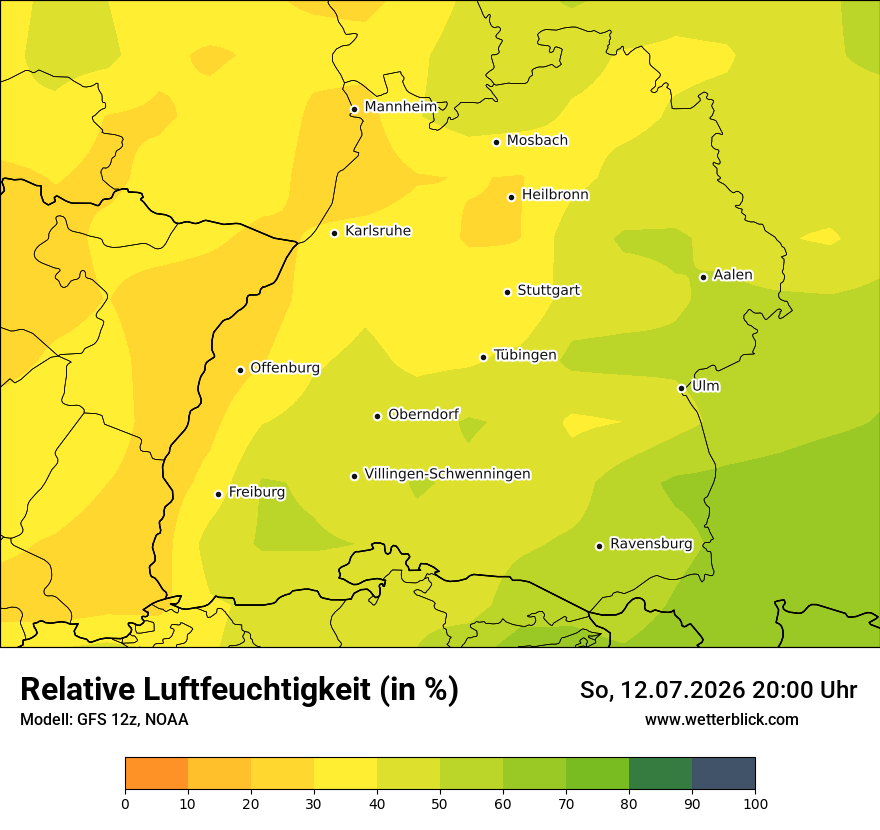 Modellkarte GFS – relhum – bw