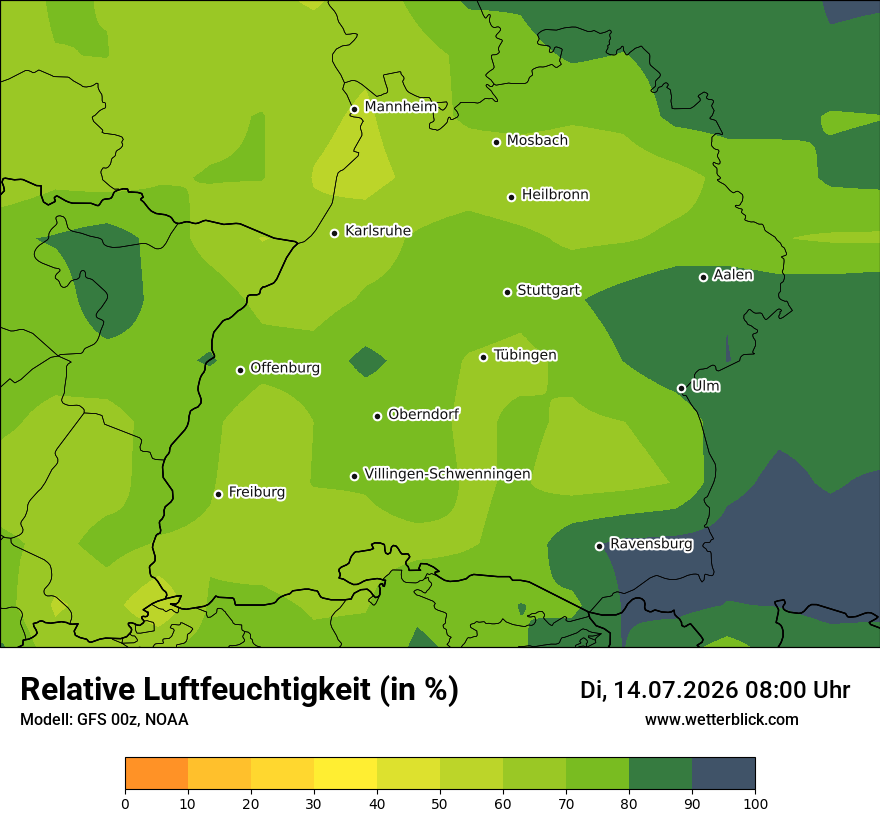 Modellkarte GFS – relhum – bw