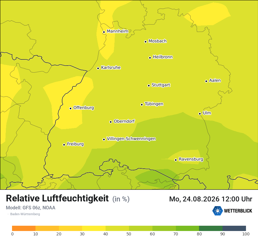 Modellkarte GFS – relhum – bw