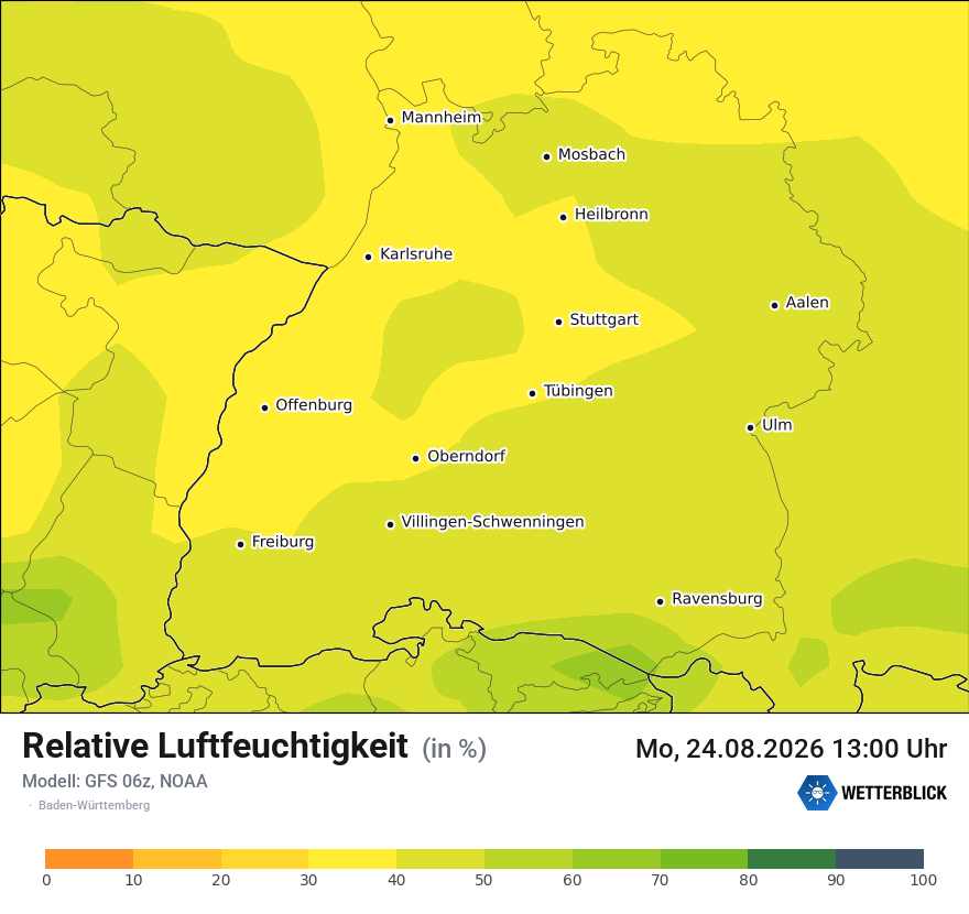 Modellkarte GFS – relhum – bw