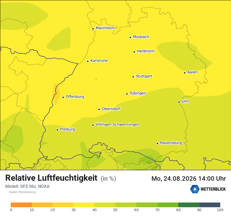 Modellkarte GFS – relhum – bw