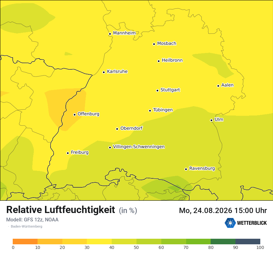 Modellkarte GFS – relhum – bw