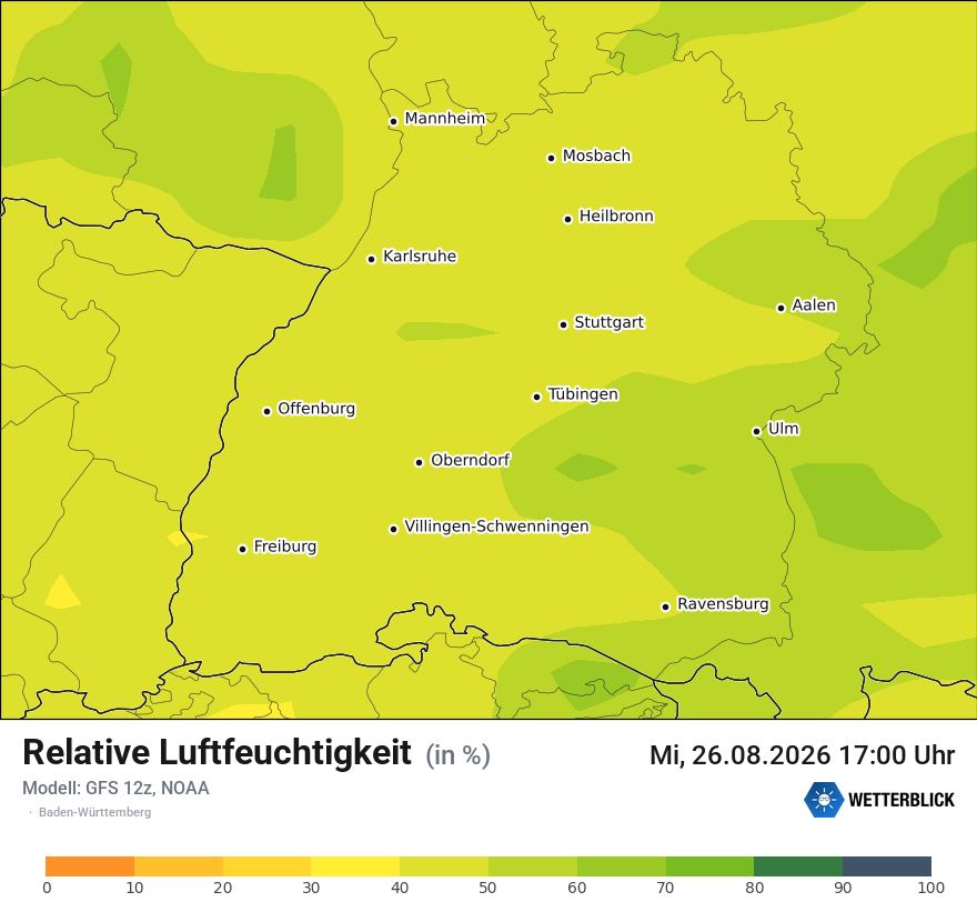 Modellkarte GFS – relhum – bw