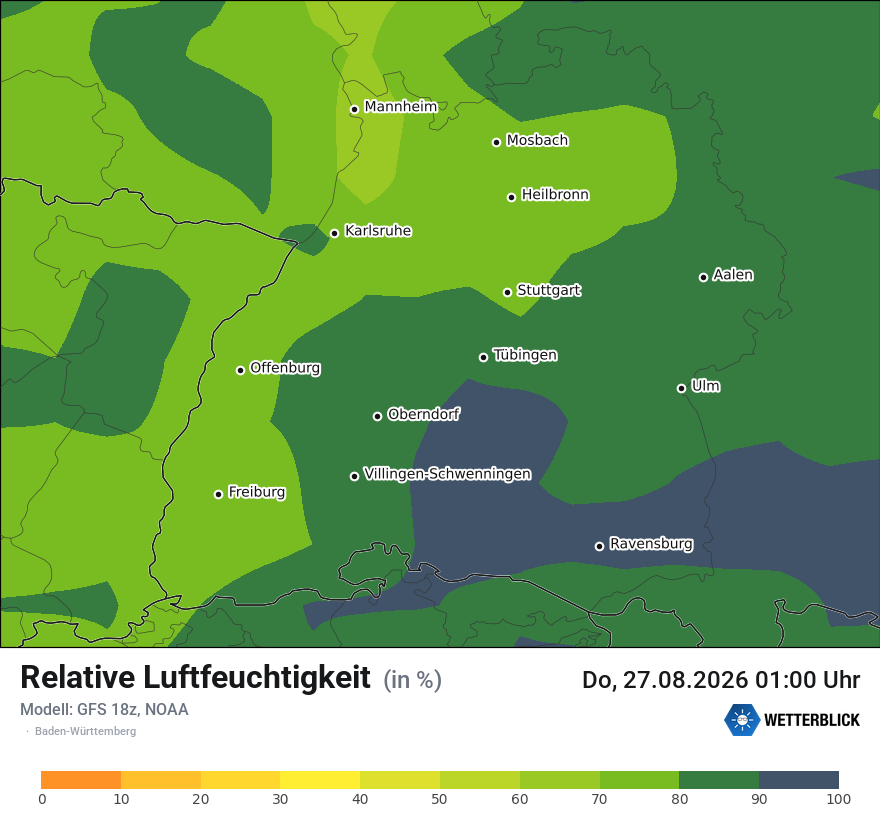 Modellkarte GFS – relhum – bw