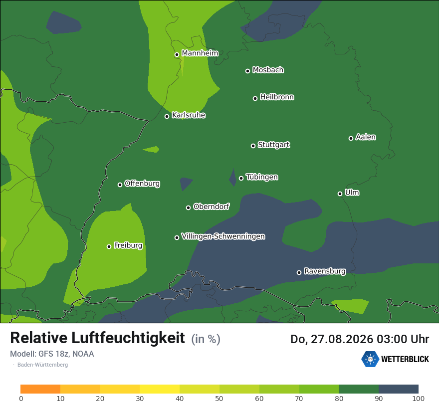 Modellkarte GFS – relhum – bw