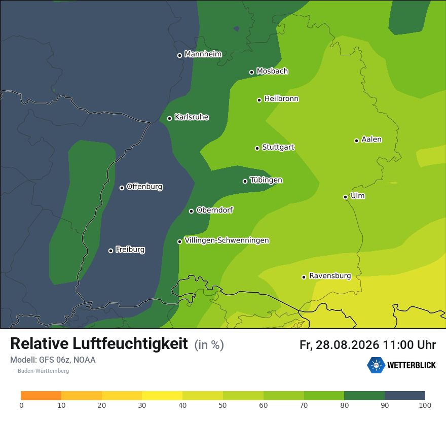 Modellkarte GFS – relhum – bw