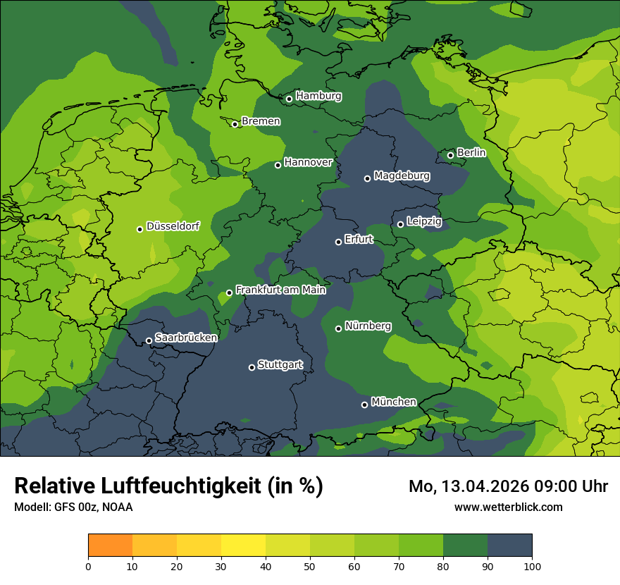 Modellkarte GFS – relhum – deutschland