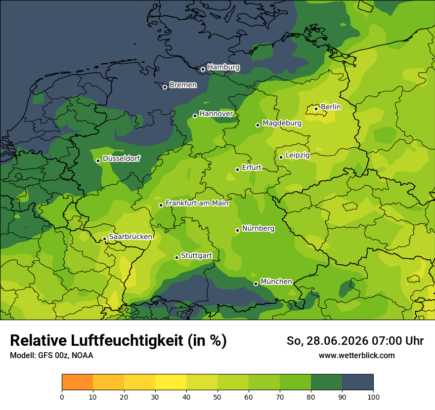 Modellkarte GFS – relhum – deutschland