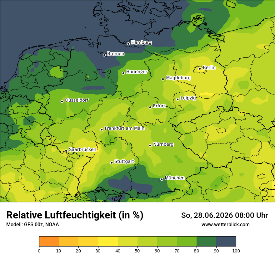 Modellkarte GFS – relhum – deutschland