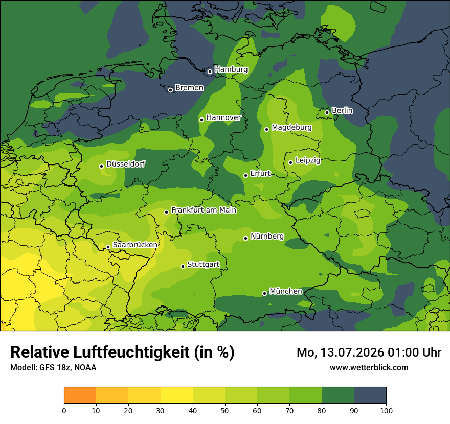 Modellkarte GFS – relhum – deutschland