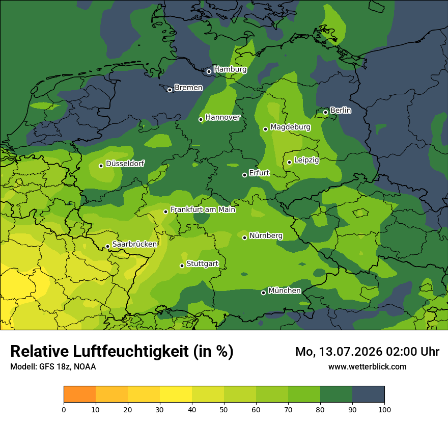 Modellkarte GFS – relhum – deutschland