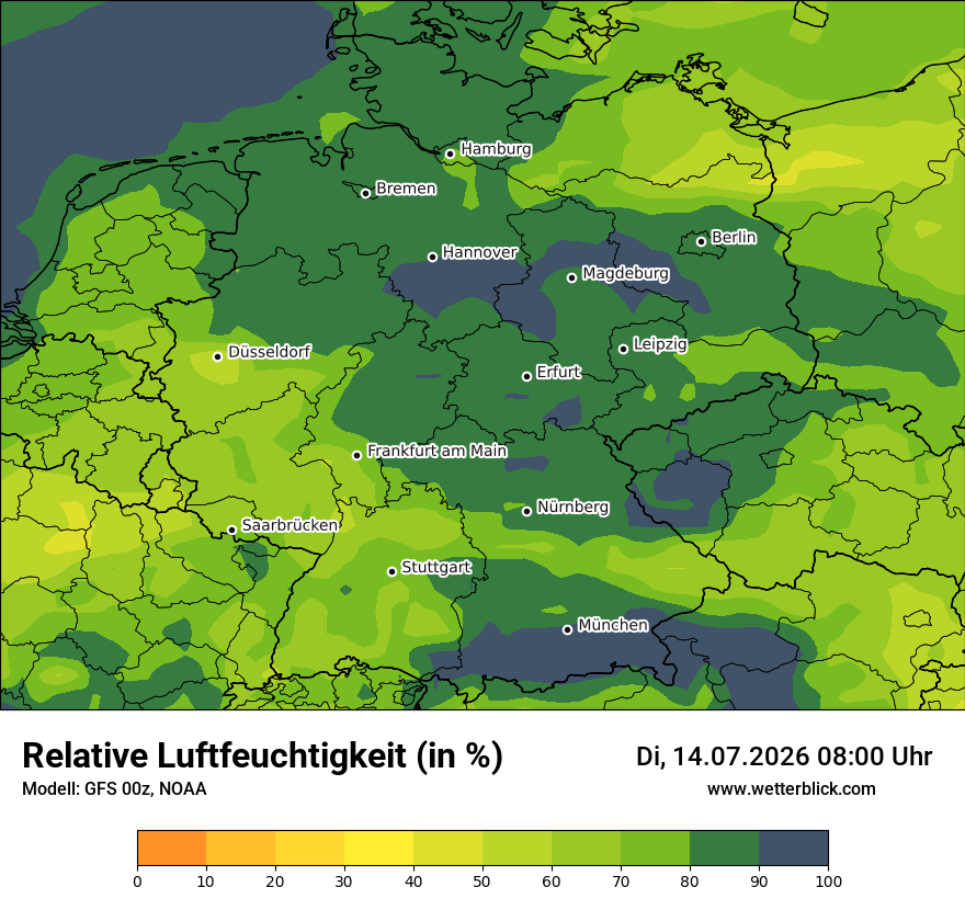 Modellkarte GFS – relhum – deutschland