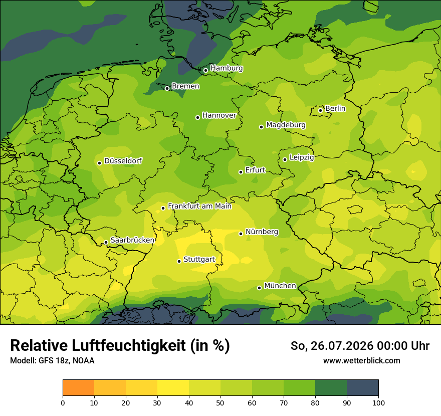 Modellkarte GFS – relhum – deutschland