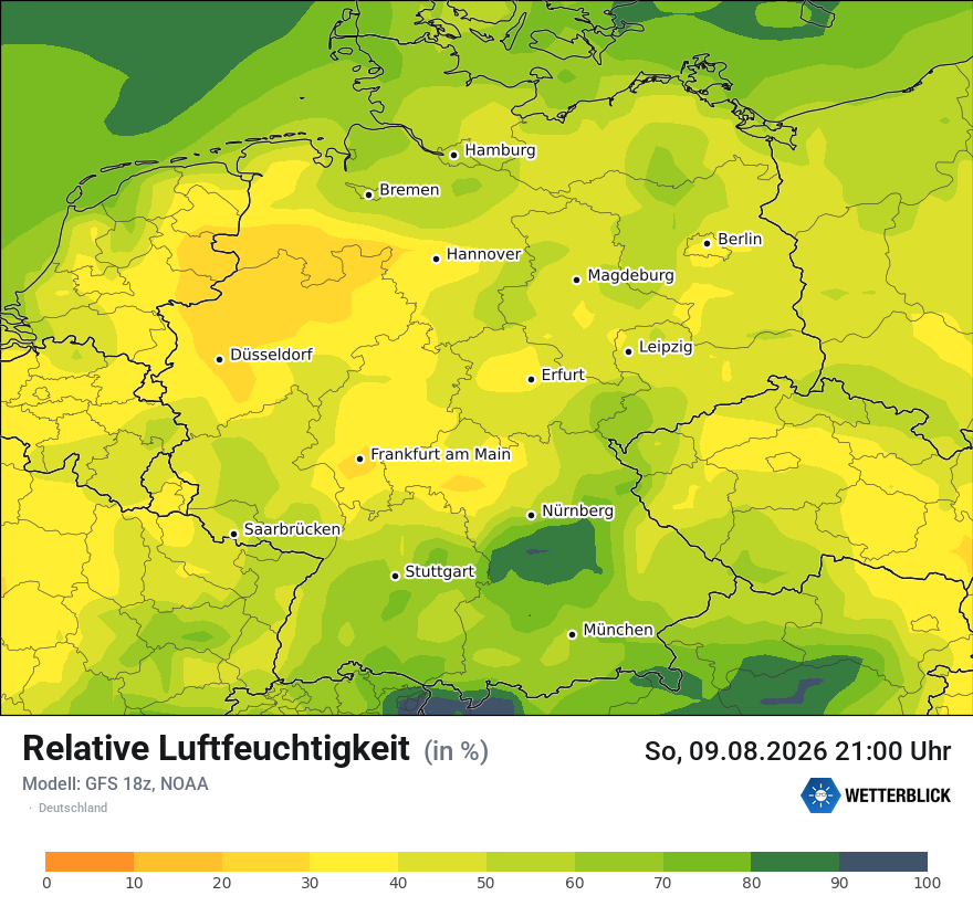 Modellkarte GFS – relhum – deutschland