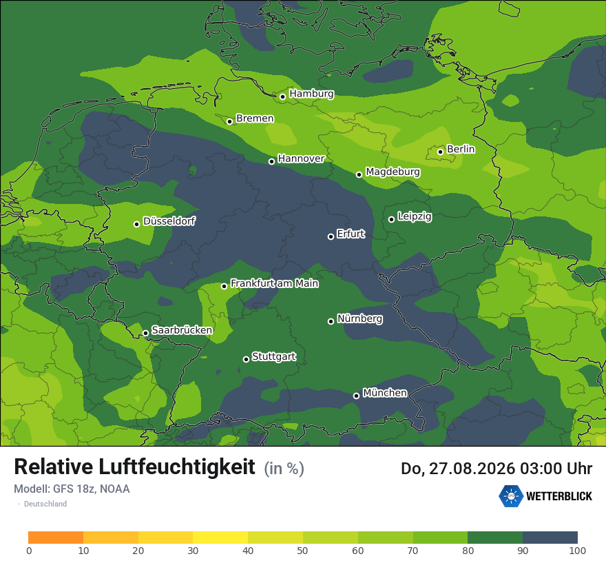 Modellkarte GFS – relhum – deutschland