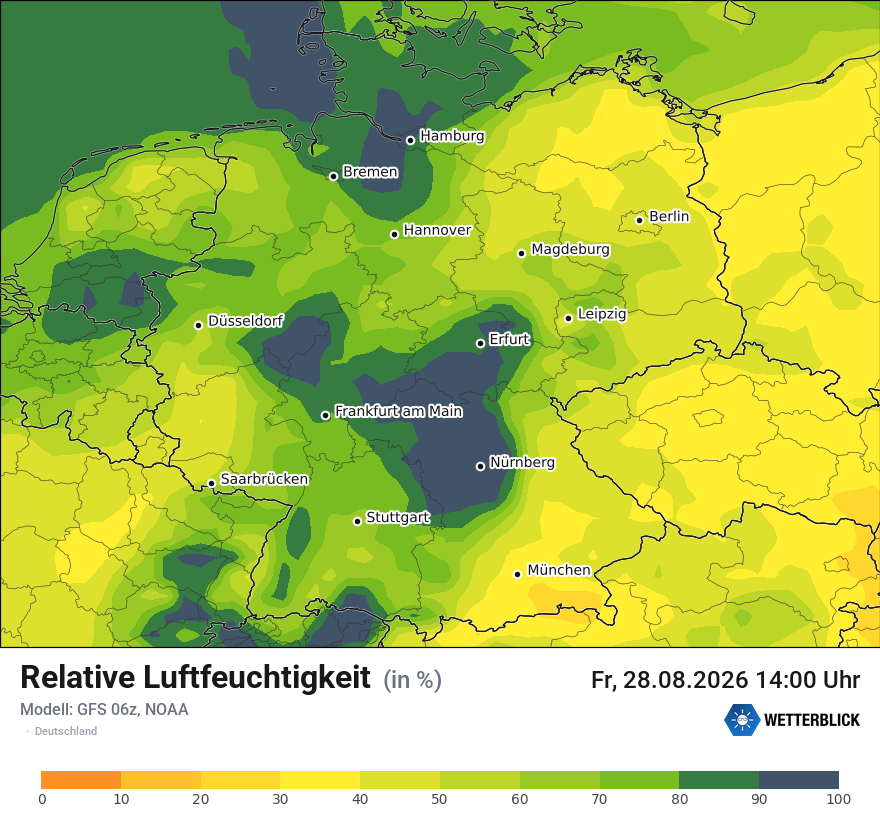 Modellkarte GFS – relhum – deutschland