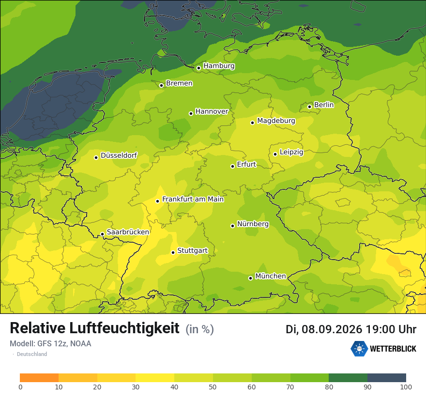Modellkarte GFS – relhum – deutschland