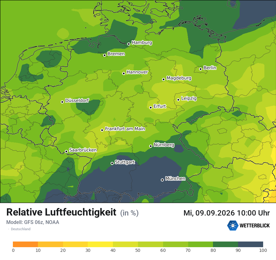 Modellkarte GFS – relhum – deutschland