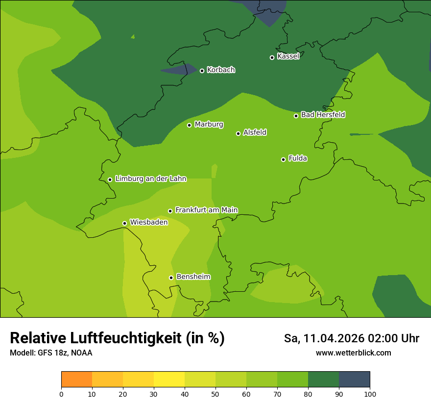Modellkarte GFS – relhum – he