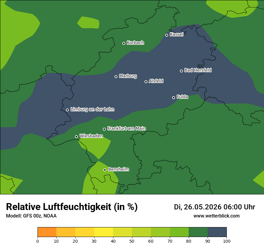 Modellkarte GFS – relhum – he