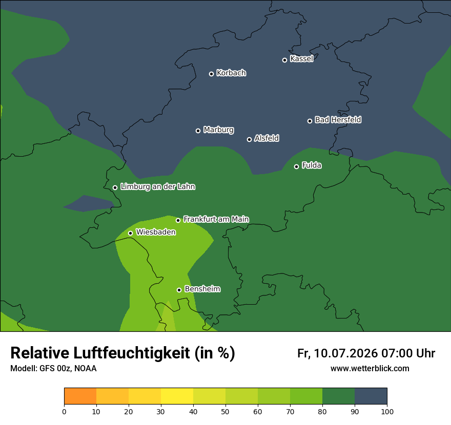 Modellkarte GFS – relhum – he