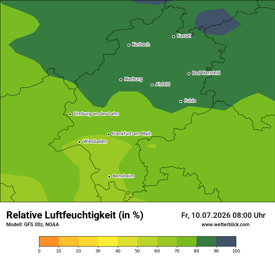 Modellkarte GFS – relhum – he