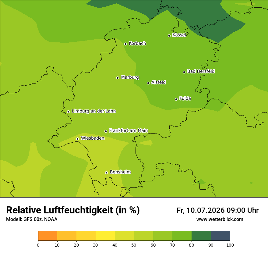 Modellkarte GFS – relhum – he