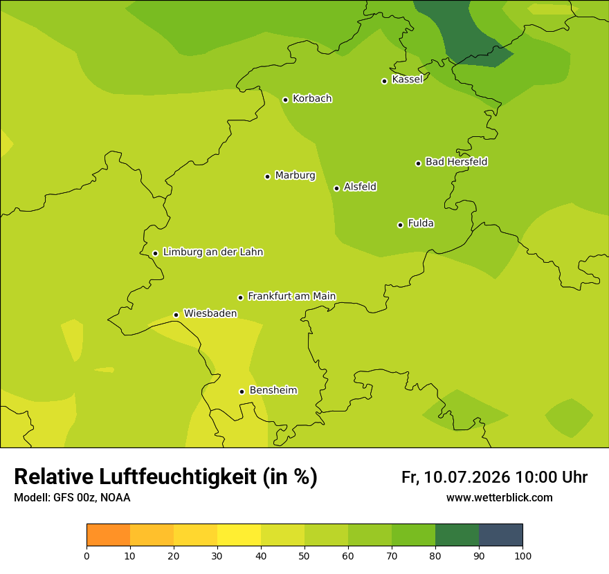 Modellkarte GFS – relhum – he