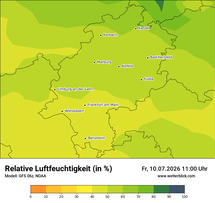 Modellkarte GFS – relhum – he