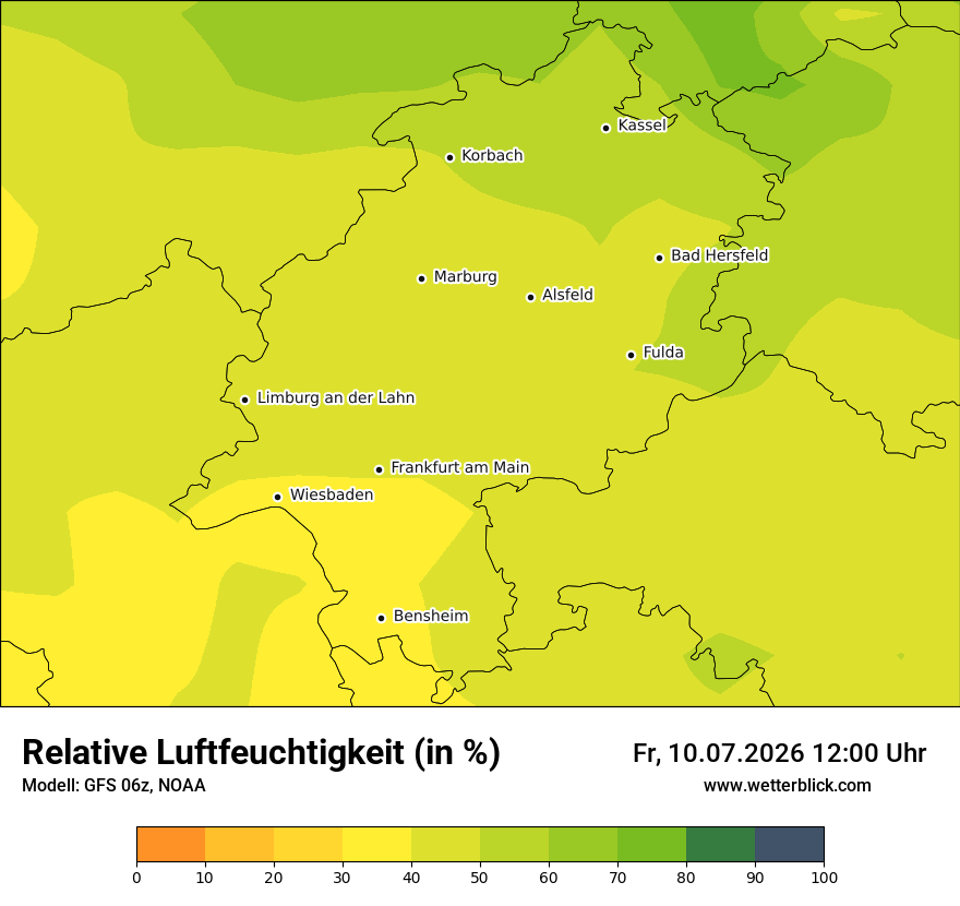 Modellkarte GFS – relhum – he