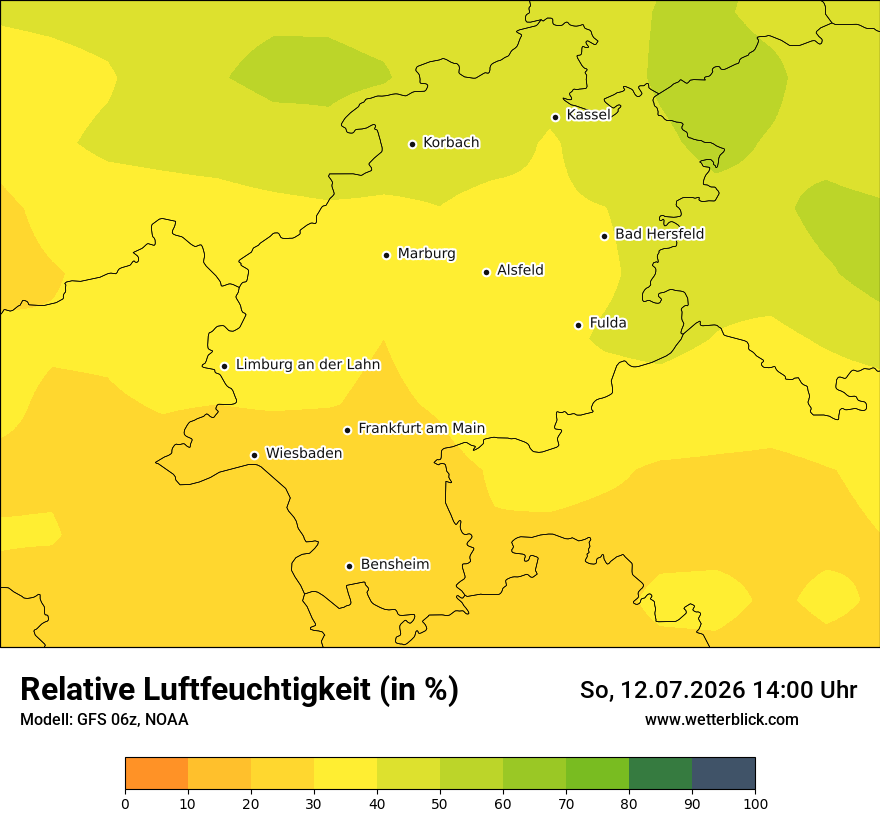 Modellkarte GFS – relhum – he