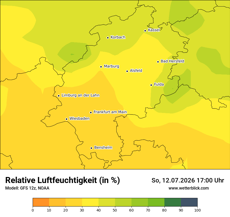 Modellkarte GFS – relhum – he