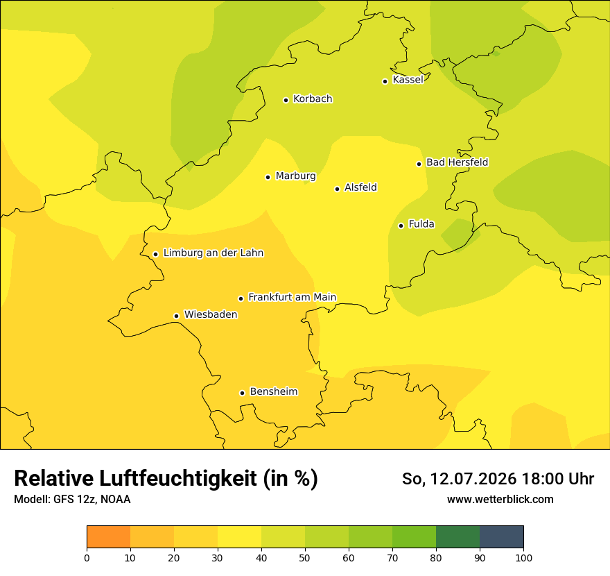 Modellkarte GFS – relhum – he