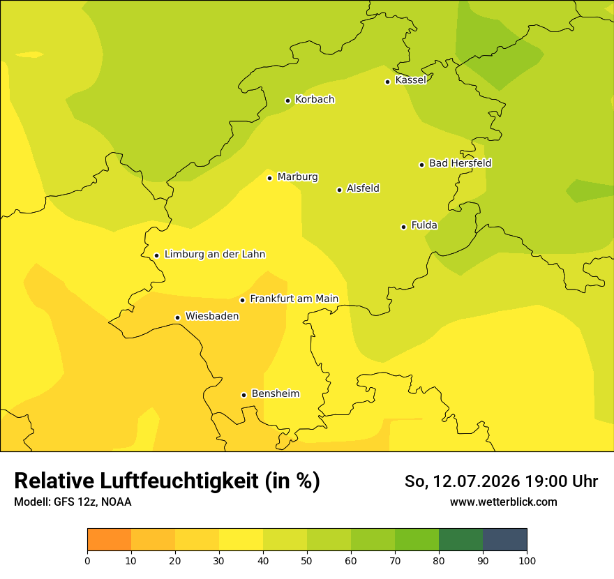 Modellkarte GFS – relhum – he
