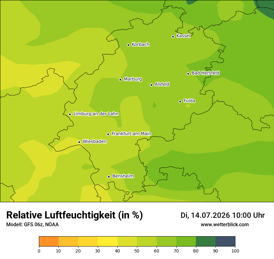 Modellkarte GFS – relhum – he